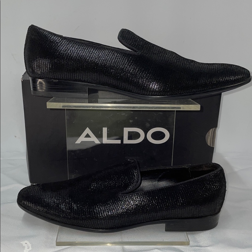 ALDO HENINGBURG BLACK TEXTURED LOAFERS FTL-03-010